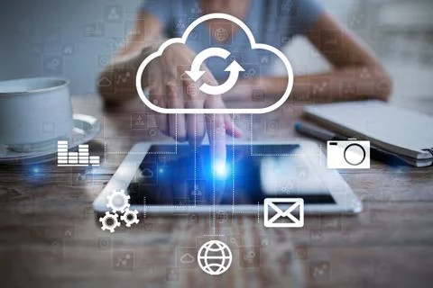 Cloud technology. Data storage. Networking and internet service concept. Stock-Fotos