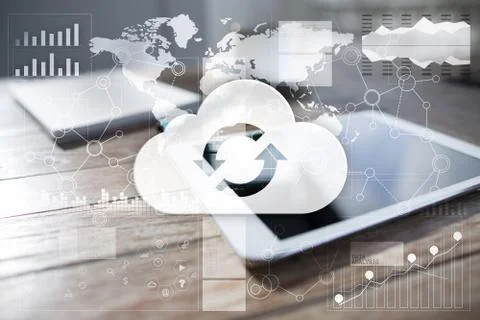 Cloud technology. Data storage. Networking and internet service concept. Stock Photos