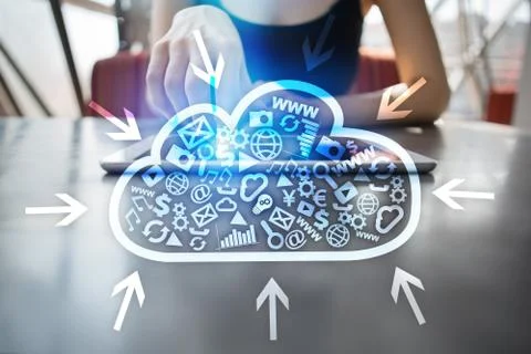 Cloud technology. Data storage. Networking and internet service concept. Stock-Fotos