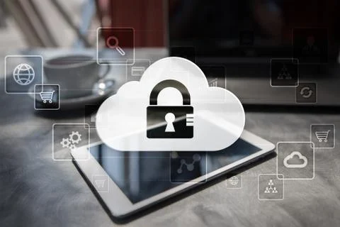 Cloud technology. Data storage. Networking and internet service concept. Stock-Fotos