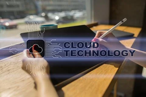 Cloud technology. Data storage. Networking and internet service concept. Stock Photos