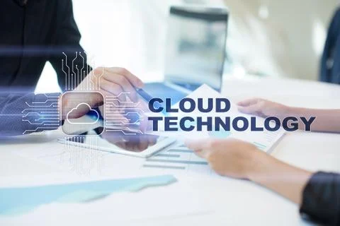 Cloud technology. Data storage. Networking and internet service concept. Фото