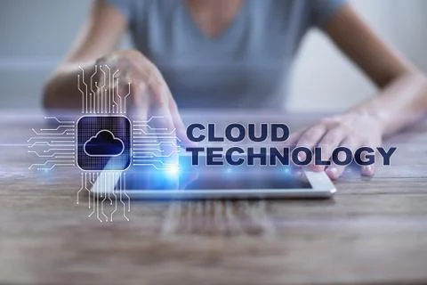 Cloud technology. Data storage. Networking and internet service concept. Stock Photos