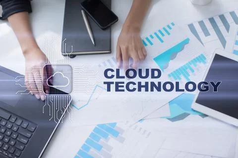 Cloud technology. Data storage. Networking and internet service concept. Фото