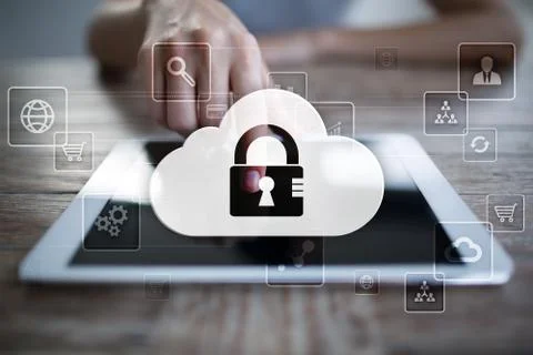 Cloud technology. Data storage. Networking and internet service concept. Stock Photos