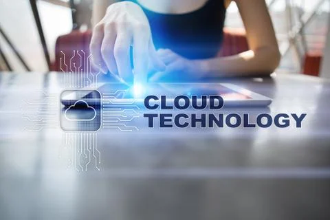 Cloud technology. Data storage. Networking and internet service concept. Stock Photos