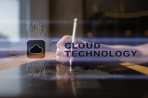 Cloud technology. Data storage. Networking and internet service concept. Stock Photos