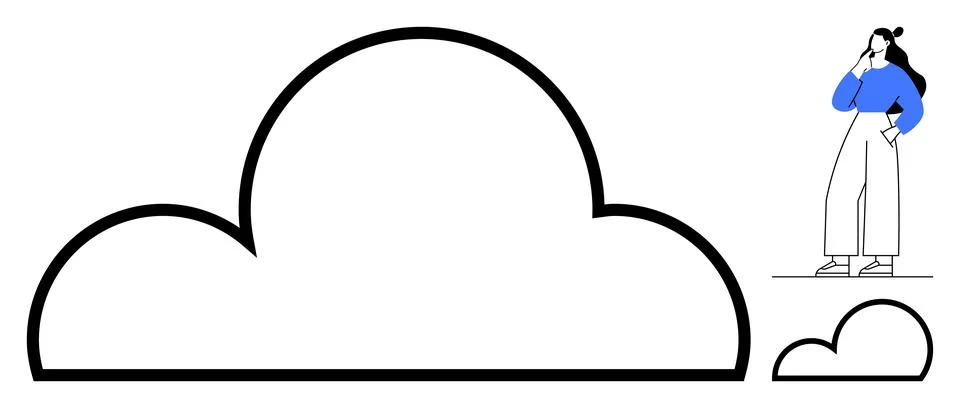 Cloud technology, data storage, online services, digital innovation, imaginat Stockillustratie