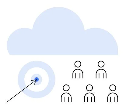 Cloud technology, data targeting, audience engagement, network connections, t Illustrazione stock