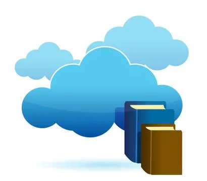 Cloud technology database as stack of books Illustrazione stock