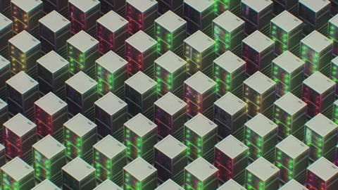 Cloud technology digital data synchronization with data storage through AI Stock Footage 263103316