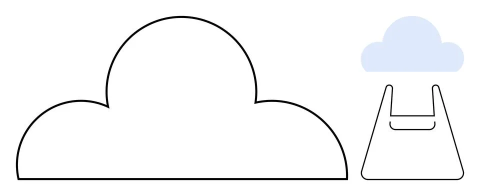 Cloud technology, digital storage, online shopping, e-commerce, data backup,  Illustrazione stock