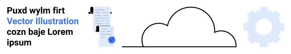 Cloud Technology with Document Icon and Gear for Data Management and Automati Stock Illustration