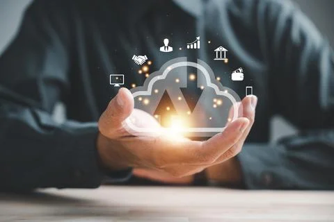 Cloud technology enables successful data analytics and financial analysis Stock Photos