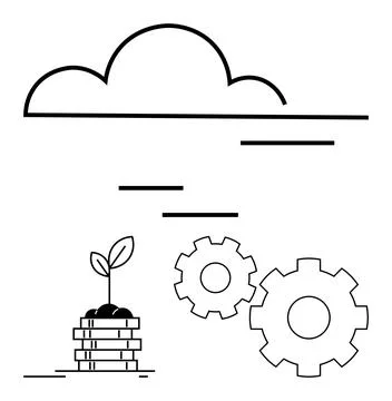 Cloud technology enhancing sustainable growth with eco-friendly concepts and Stock Illustration