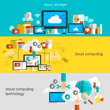 Cloud technology flat design Stockillustratie