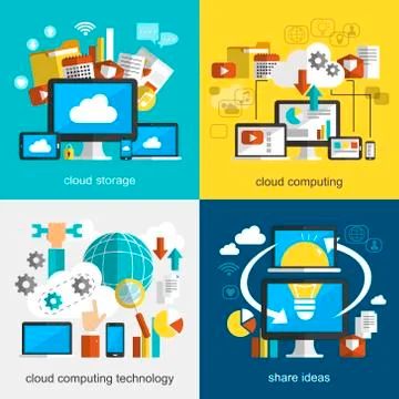 Cloud technology flat design Stockillustratie