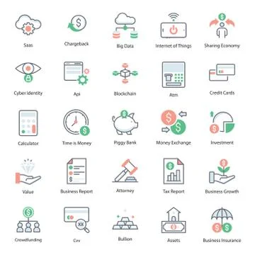Cloud Technology Flat Icons Pack Stock Illustration