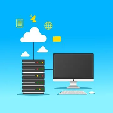 Cloud technology flat vector illustration minimalist design 스톡 일러스트