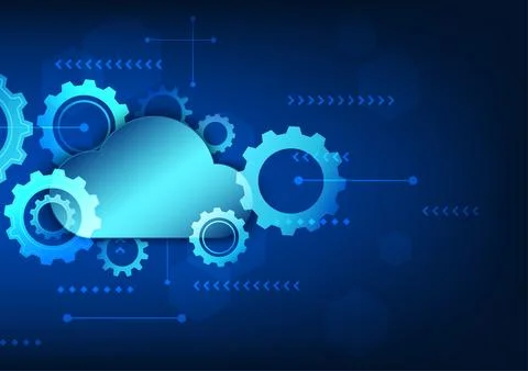 Cloud technology with gears A concept cloud technology that gradually drive.. 스톡 일러스트