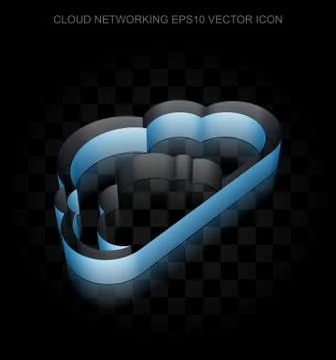 Cloud technology icon: Blue 3d Cloud made of paper, transparent shadow, EPS 10 스톡 일러스트