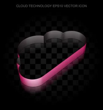 Cloud technology icon: Crimson 3d Cloud made of paper, transparent shadow, EPS 스톡 일러스트