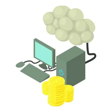Cloud technology icon, isometric style Stock Illustration