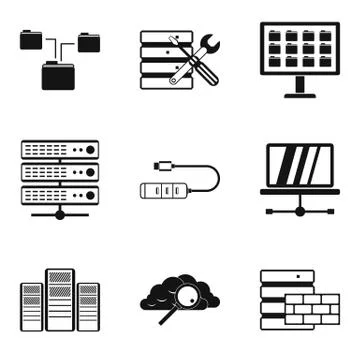 Cloud technology icons set, simple style Illustrazione stock