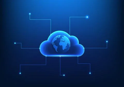 Cloud technology Inside is a globe ready to connect to a circuit. It shows .. イラスト素材