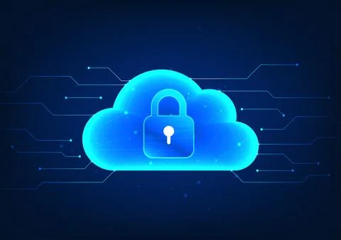 Cloud technology Inside is a lock with a technological circuit on the back... 스톡 일러스트