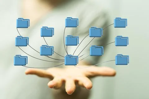 Cloud technology. Integrated digital web concept background Stock Photos