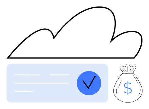 Cloud technology integrated with financial transactions, validation and sec.. Stockillustratie