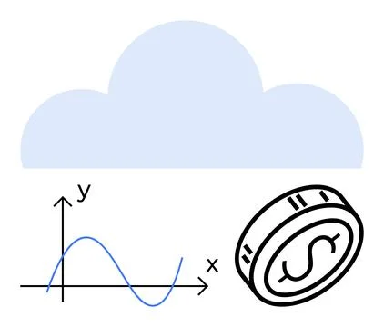 Cloud Technology Integrating Financial Analytics Represented by Graph and Coi イラスト素材