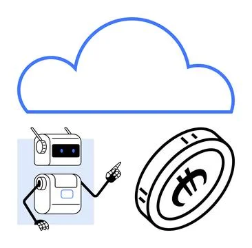 Cloud Technology Integration with AI and Cryptocurrency for Future Digital .. Stock Illustration