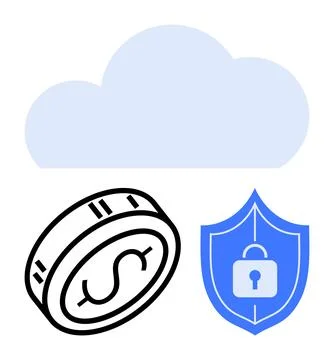 Cloud technology integration with financial security and data protection Stock Illustration
