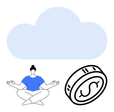 Cloud technology integration for financial wellness and mindfulness practic.. Stock Illustration
