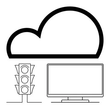 Cloud Technology Integration with Traffic Signal Management and Screen Display Stock Illustration