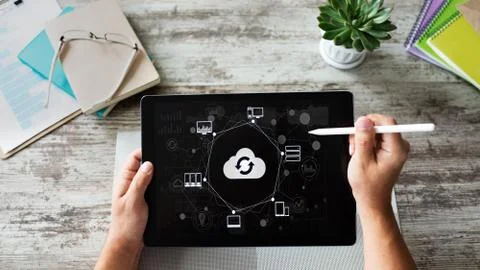 Cloud technology. Internet, computing and data storages concept. 스톡 사진