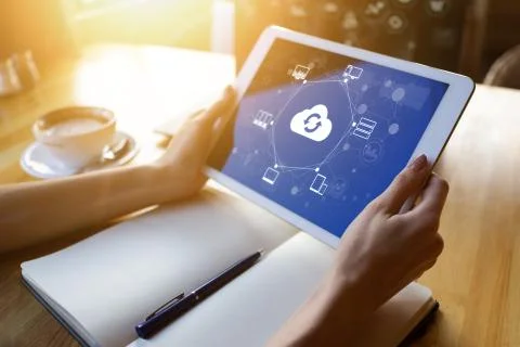 Cloud technology. Internet, computing and data storages concept. Stock Photos