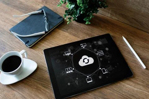 Cloud technology. Internet, computing and data storages concept. 写真素材