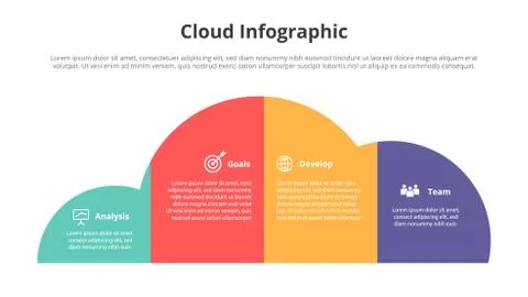 Cloud technology internet server database with 4 point with various color for Stock Illustration