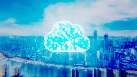 Cloud technology. Internet technology and communication. 3d render. Stock Illustration