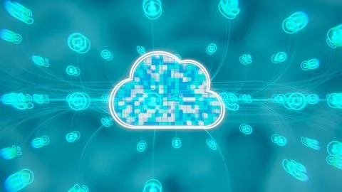 Cloud technology. Internet technology and communication. 3d render. Stock Illustration