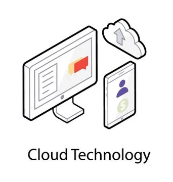 Cloud technology in isometric icon 스톡 일러스트