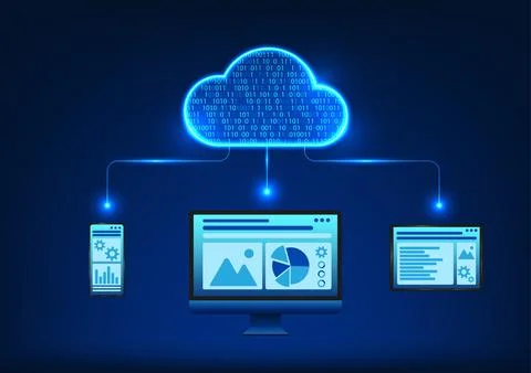 Cloud technology It is a technology for backing up data and sharing data to.. Stockillustratie