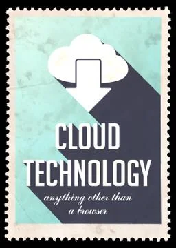 Cloud Technology on Light Blue in Flat Design. Stock Illustration