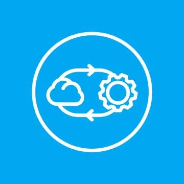 Cloud technology line icon in circle, vector illustration 스톡 일러스트