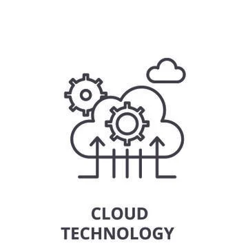 Cloud technology line icon concept. Cloud technology vector linear illustration 스톡 일러스트
