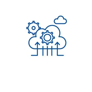 Cloud technology line icon concept. Cloud technology flat vector symbol, sign Stock Illustration