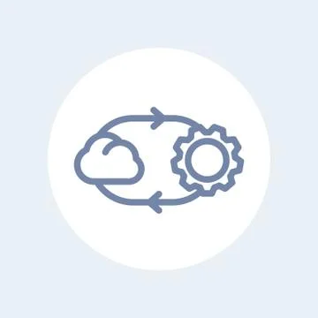 Cloud technology line icon isolated over white Stock Illustration
